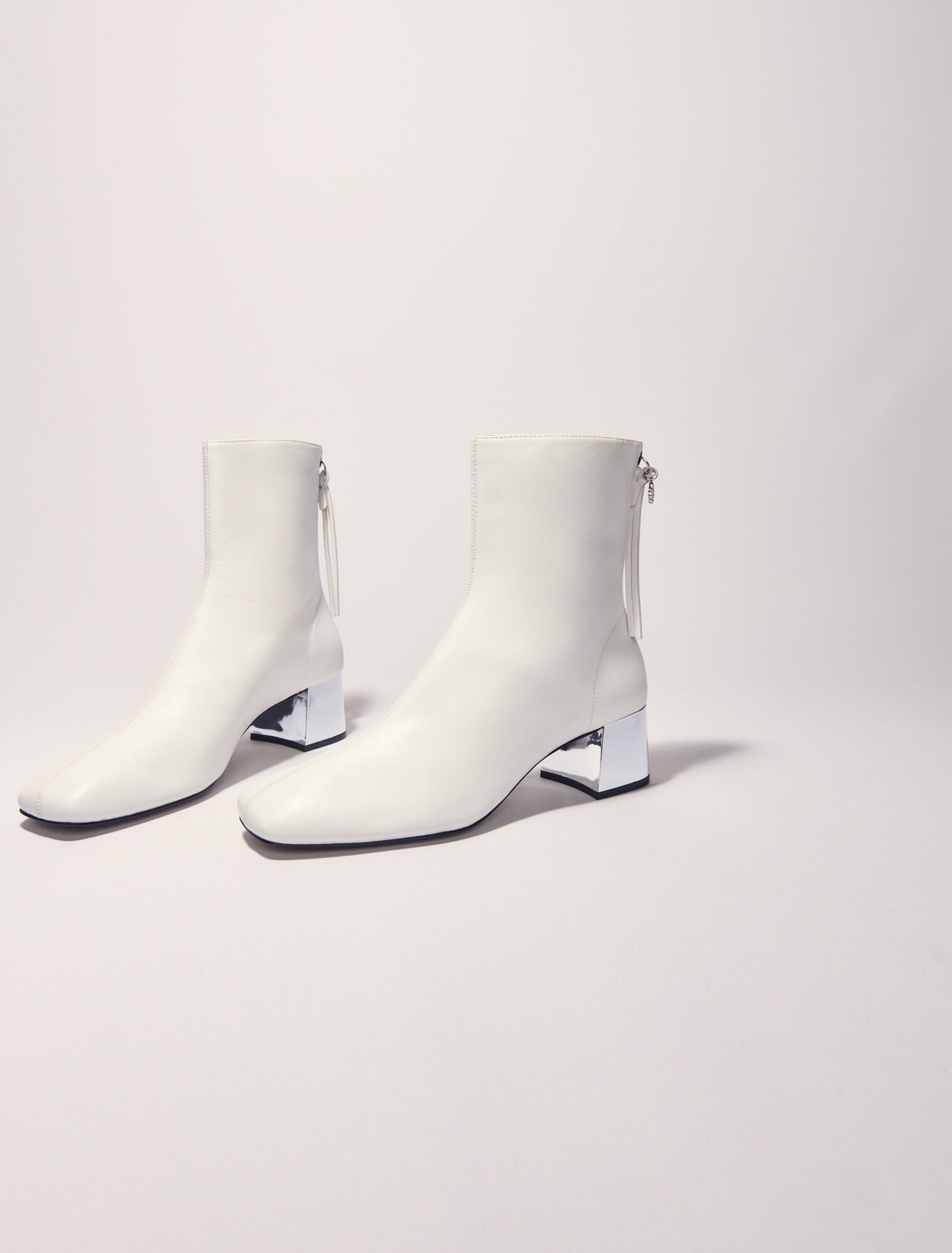 Lederstiefeletten mit eckiger Kappe