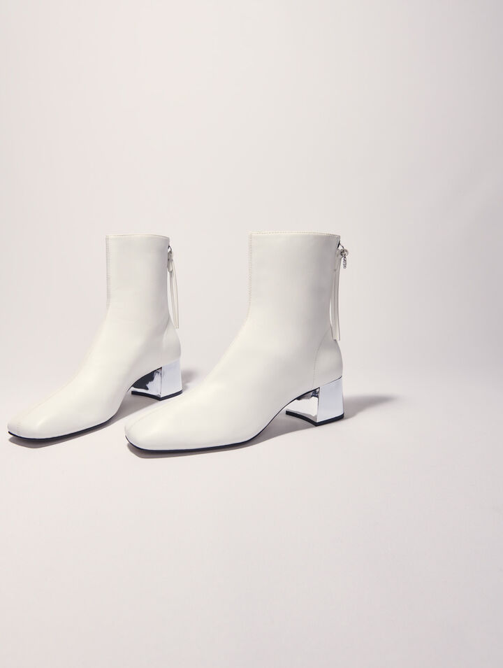 Lederstiefeletten mit eckiger Kappe