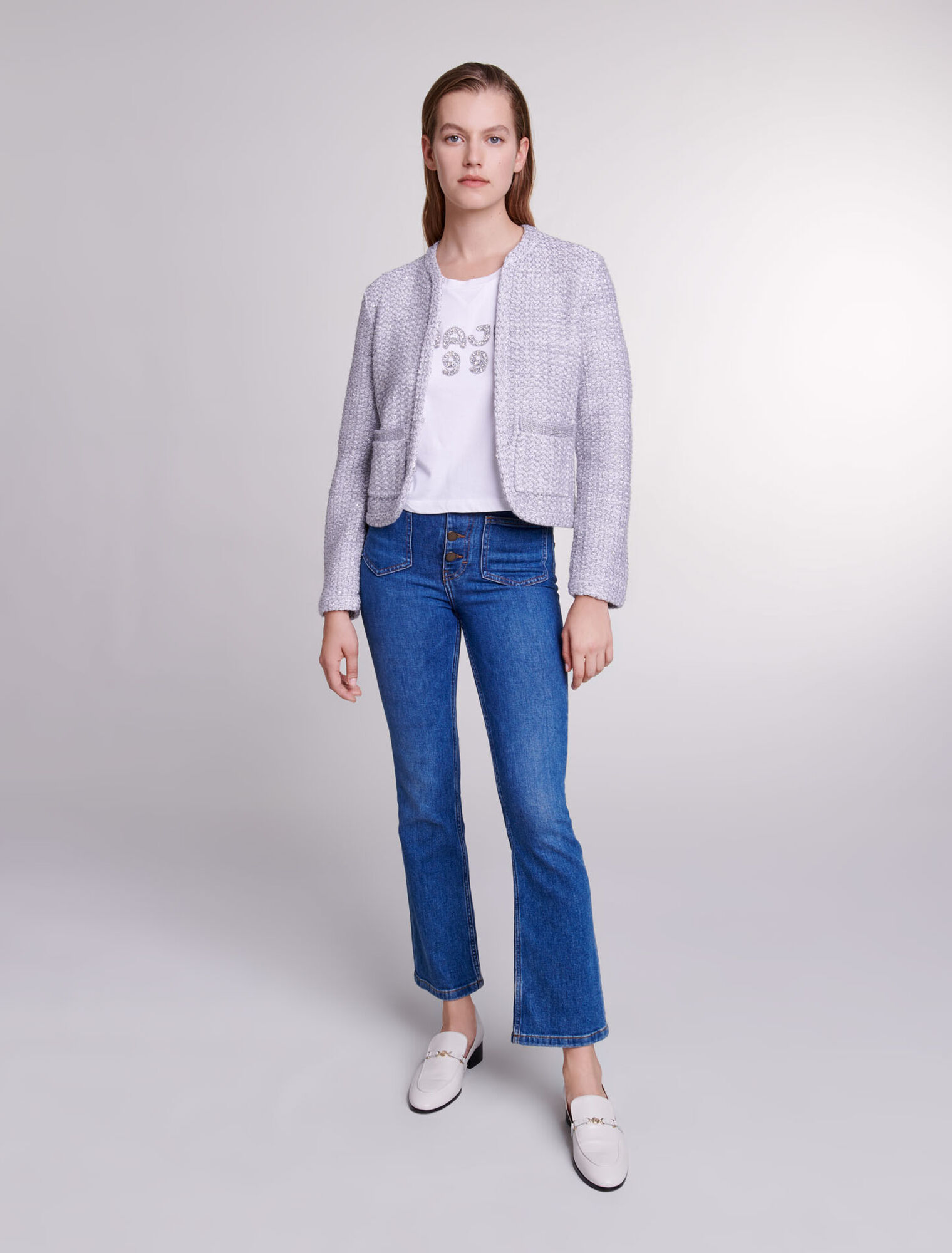 Strick-Cardigan in Tweed-Optik