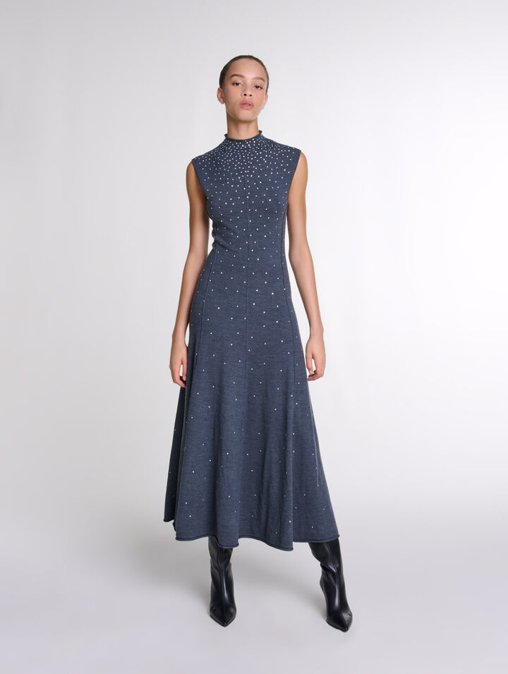 Langes Strickleid mit Strass