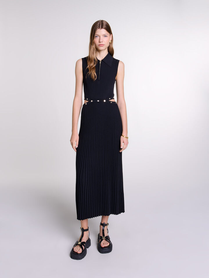 Langes Kleid aus Rippstrick