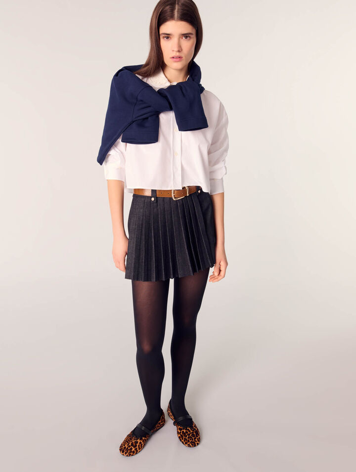 Shorts aus plissiertem Denim