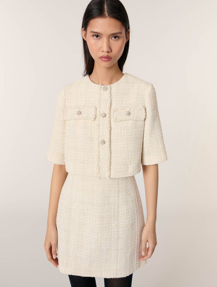 Kurzes 2-in-1-Kleid aus Tweed