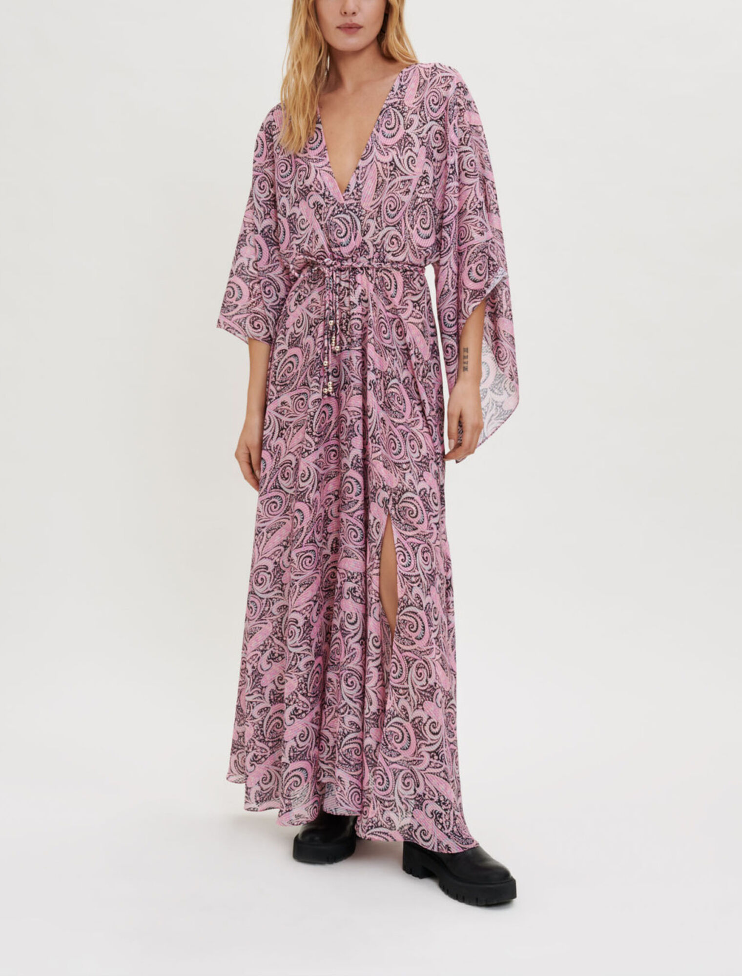 Fließendes Schalkleid mit Paisley-Print