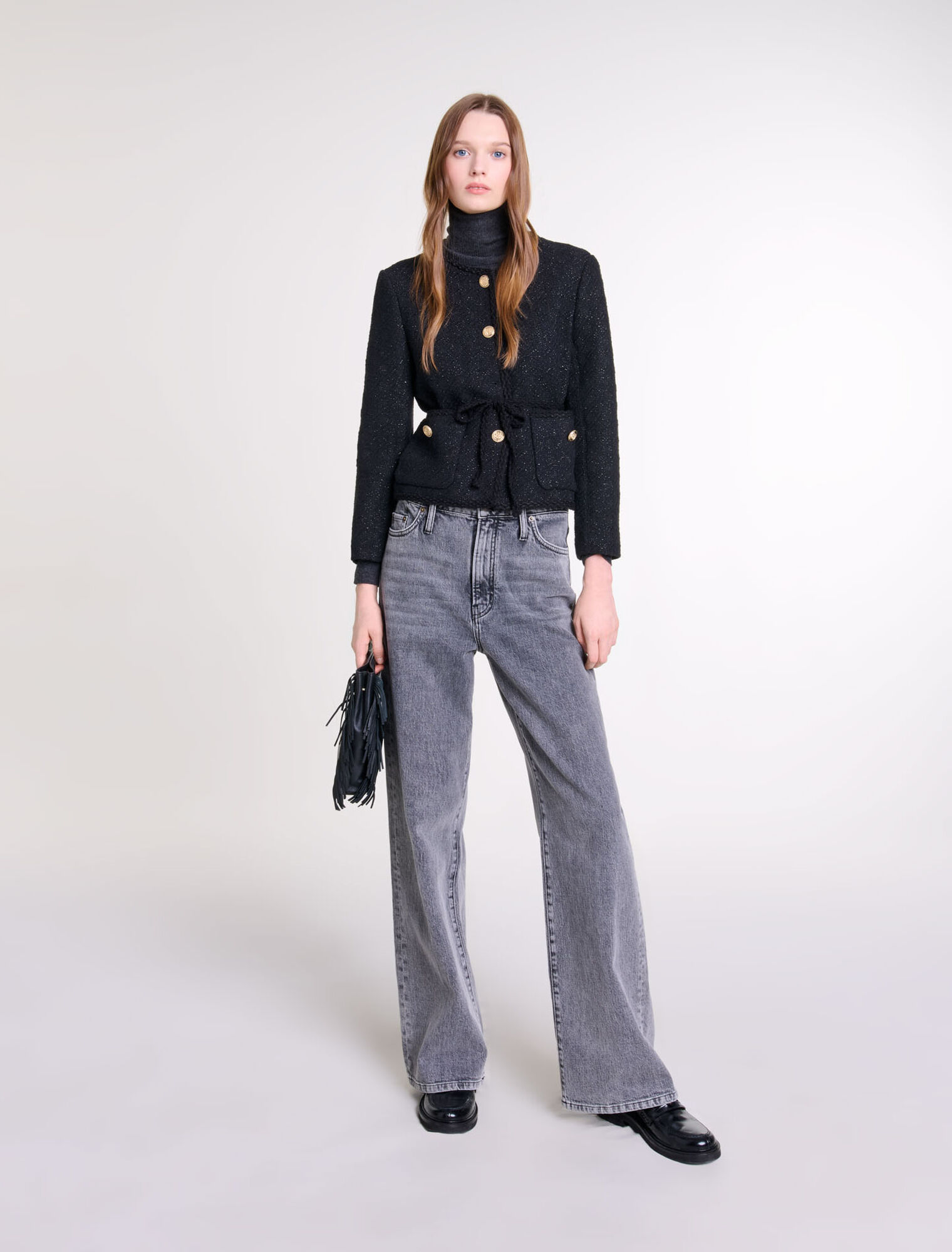 Gerade Jacke aus glänzendem Tweed