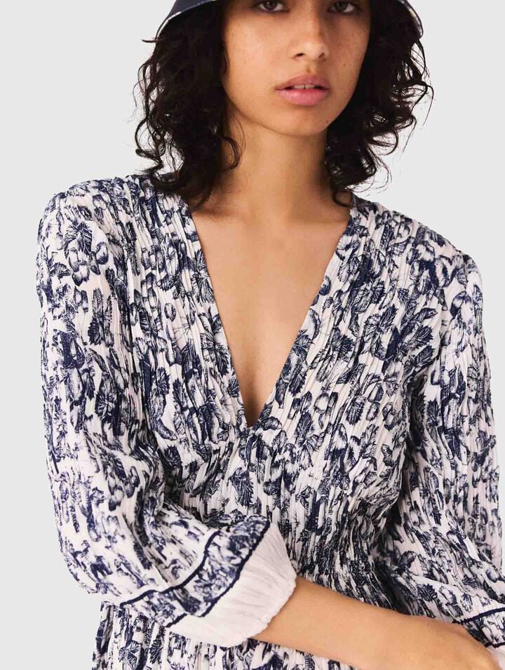 Plissiertes Kleid mit Print