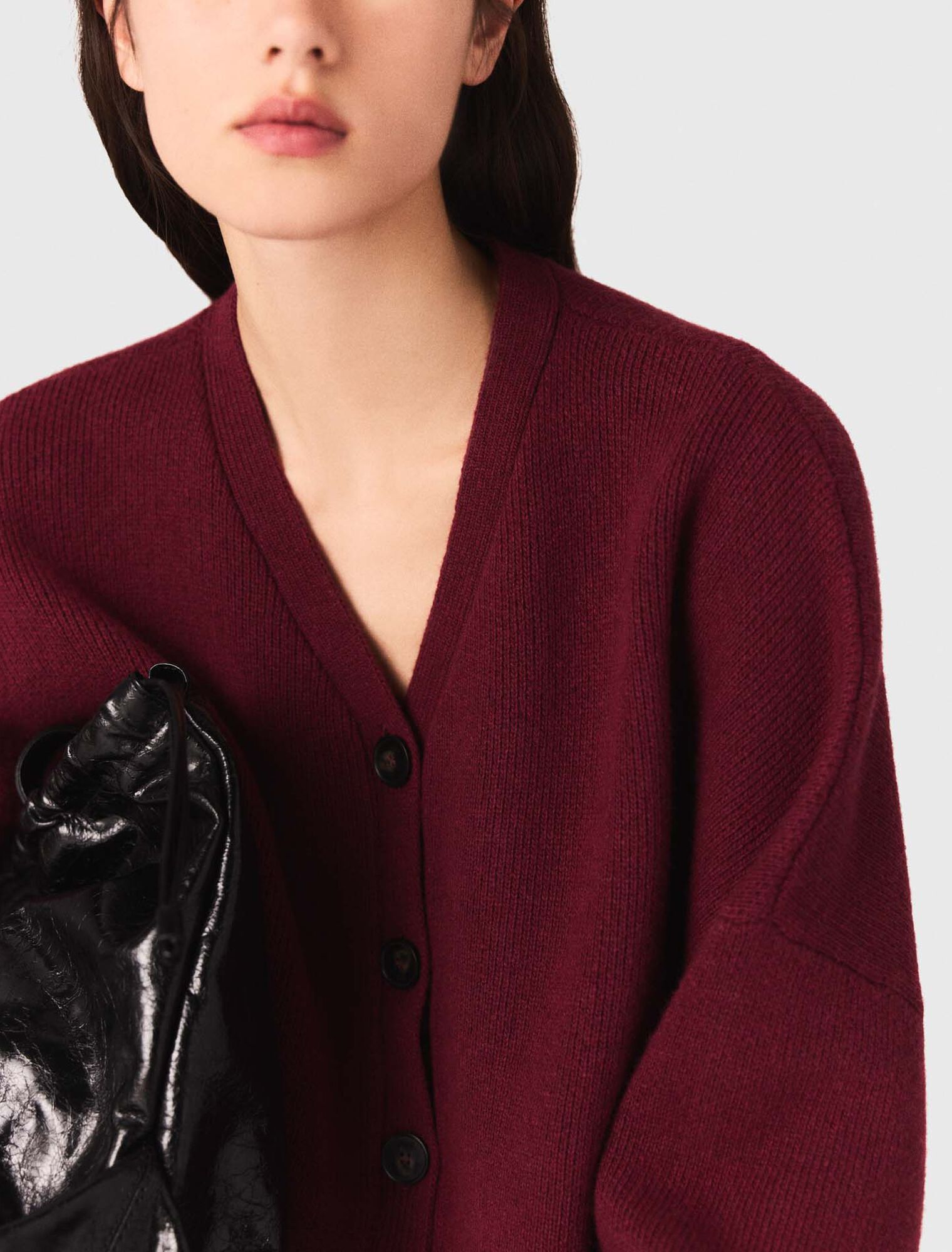 Kurzer Cardigan aus Wollmischgewebe