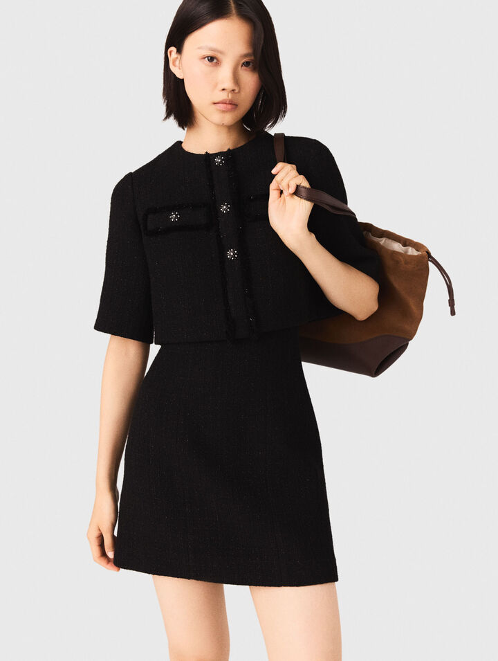 Glänzendes 2-in-1-Tweed-Kleid