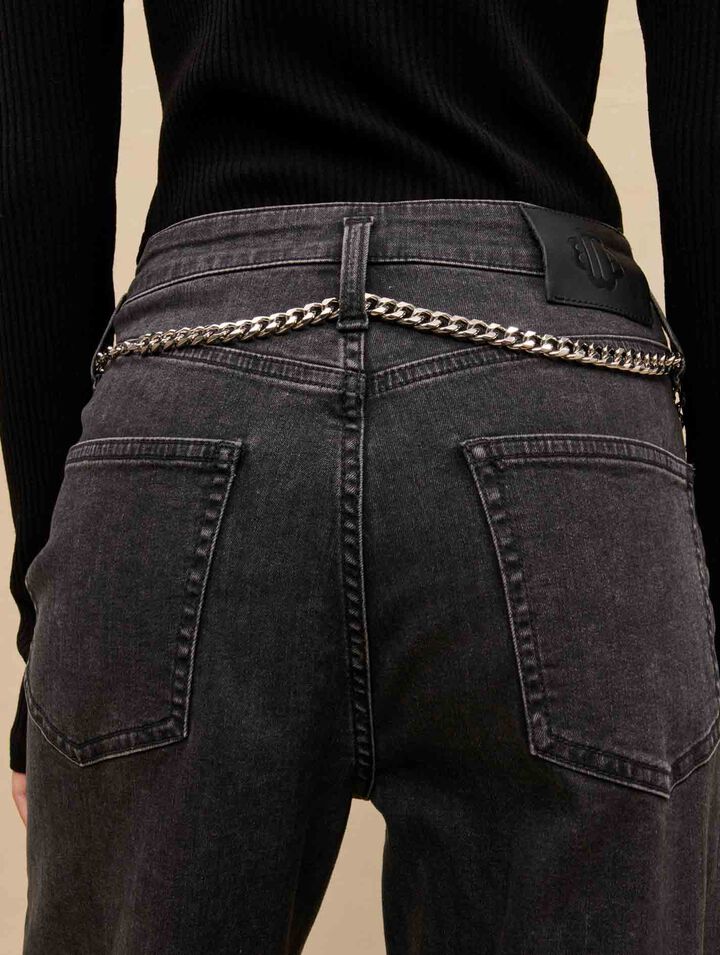 Schwarze Baggy-Jeans mit G&uuml;rtel