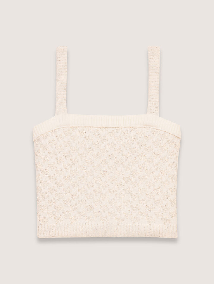 Kurzes Strick-Top mit Tweed-Effekt