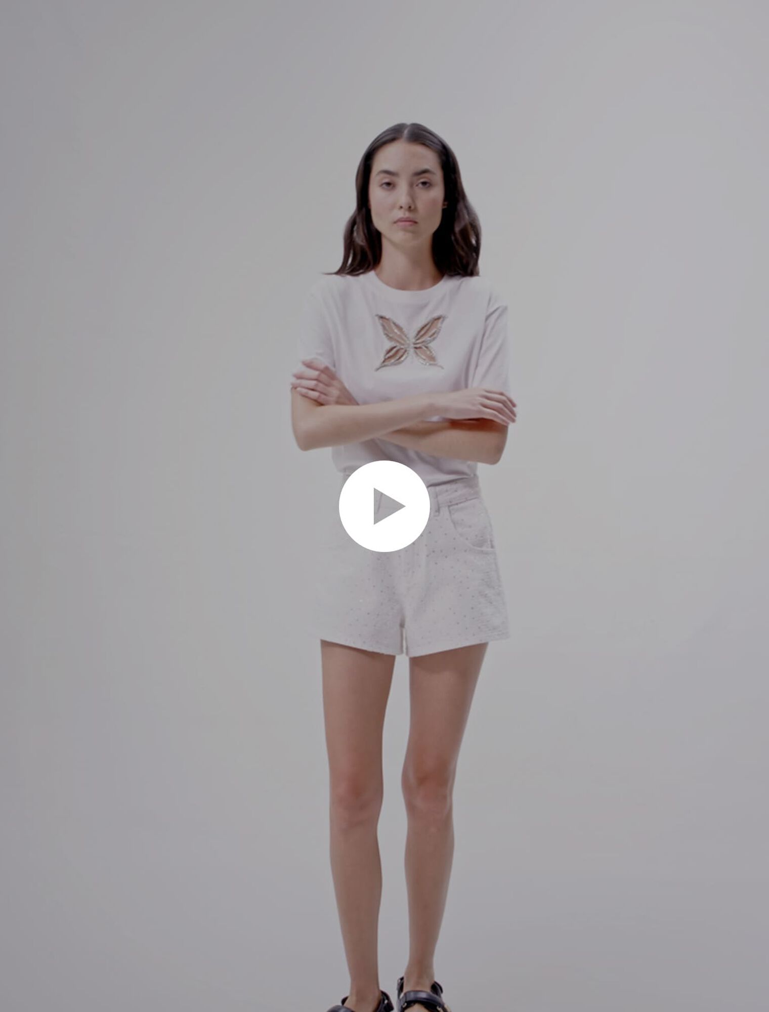 Denimshorts mit Strass