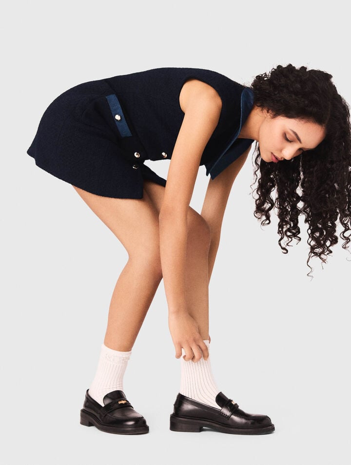 Tweedkleid mit Denim-Details