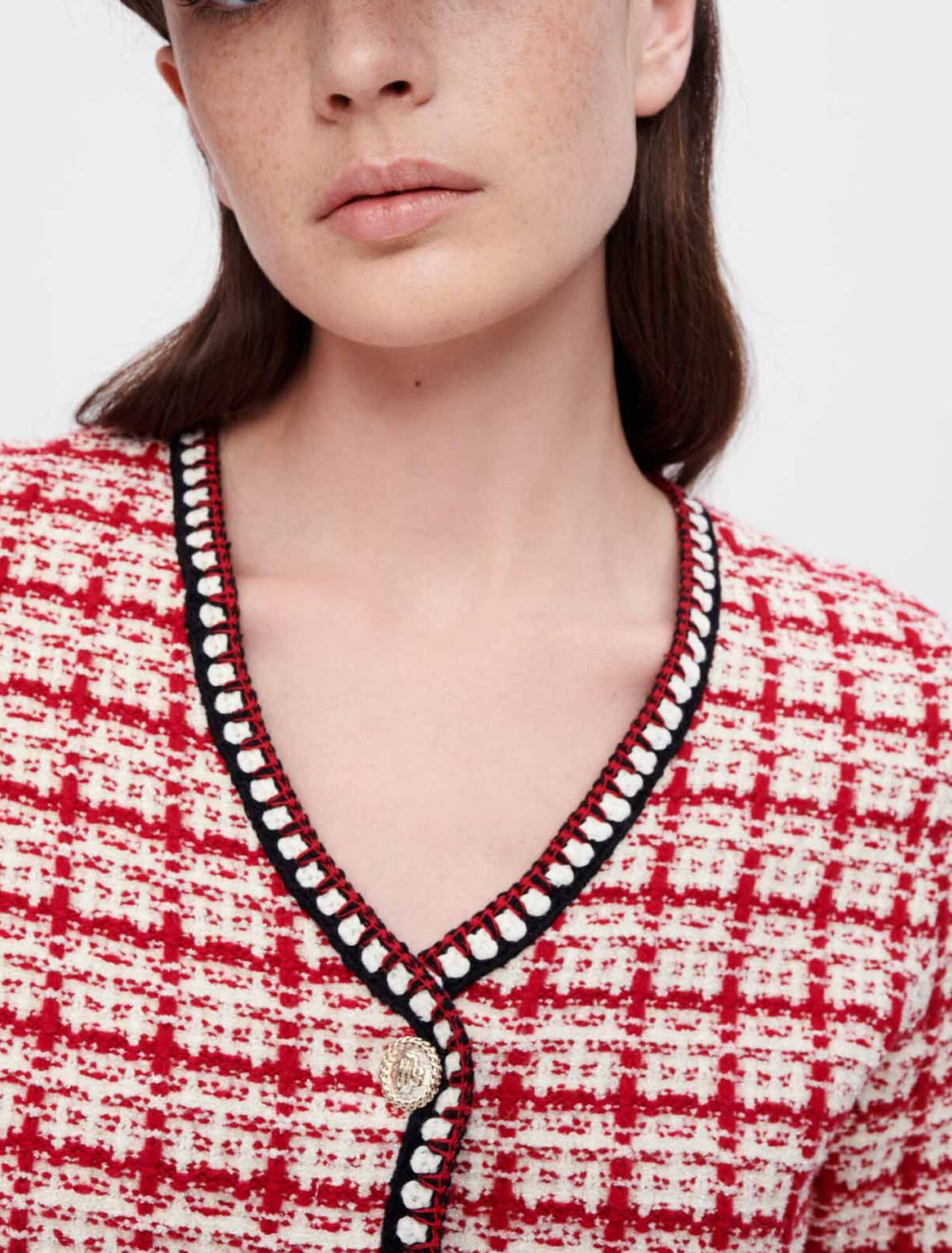 Strickkleid in Tweed-Optik, Karomuster