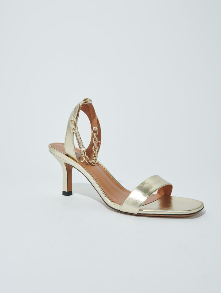 Sandalen aus Metallic-Leder in Gold