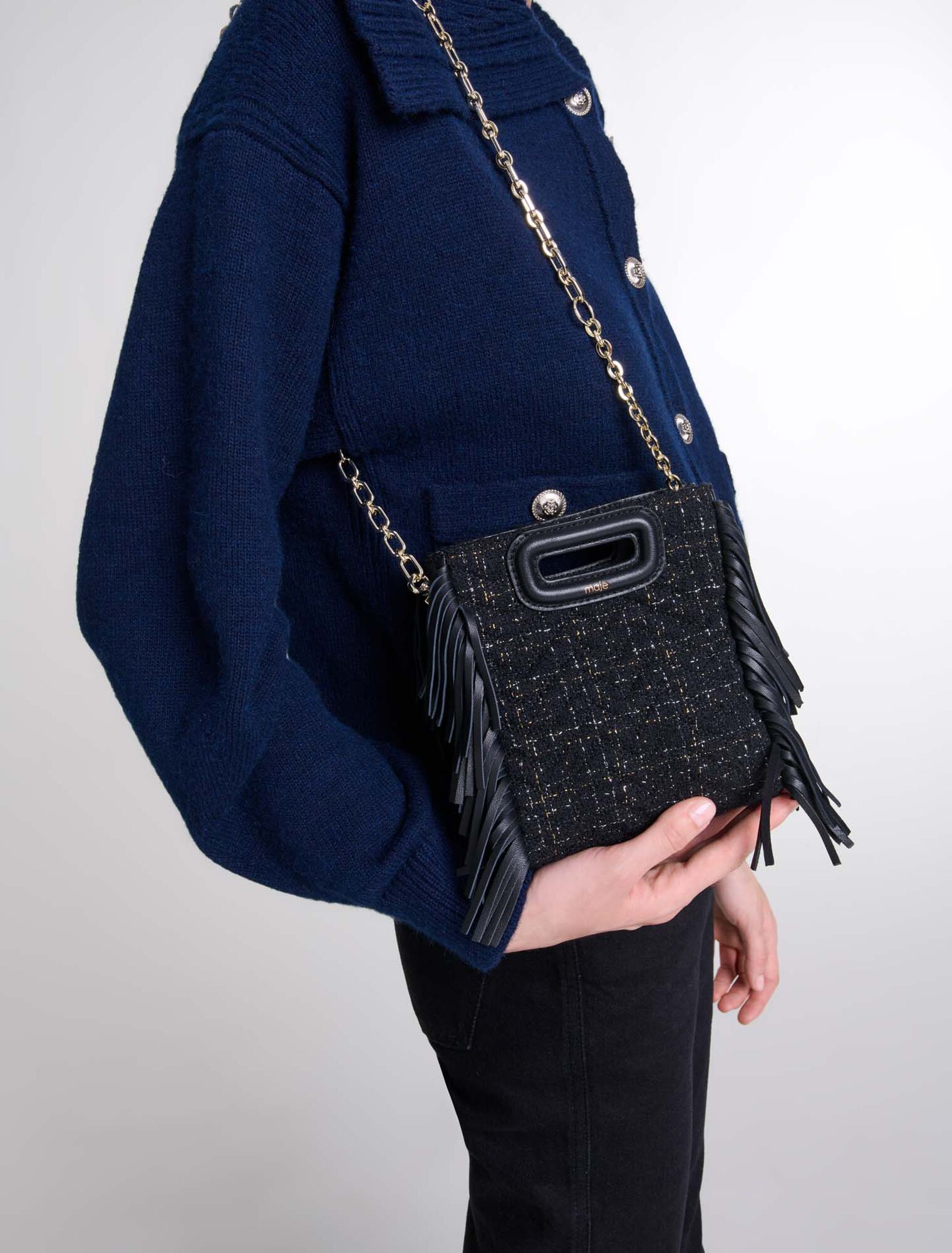 Mini-Tasche M aus gestepptem Tweed