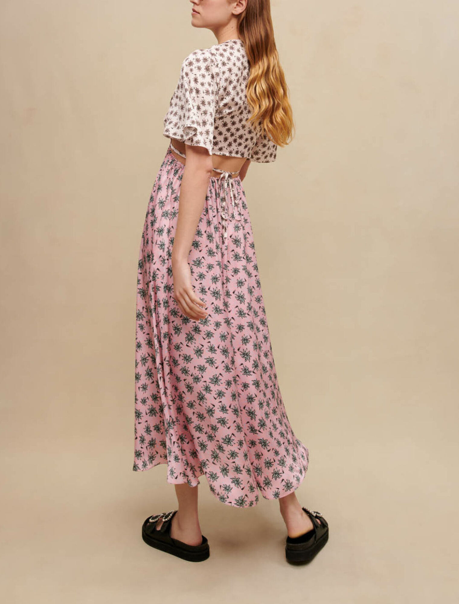 Langes Kleid mit Palmenprint