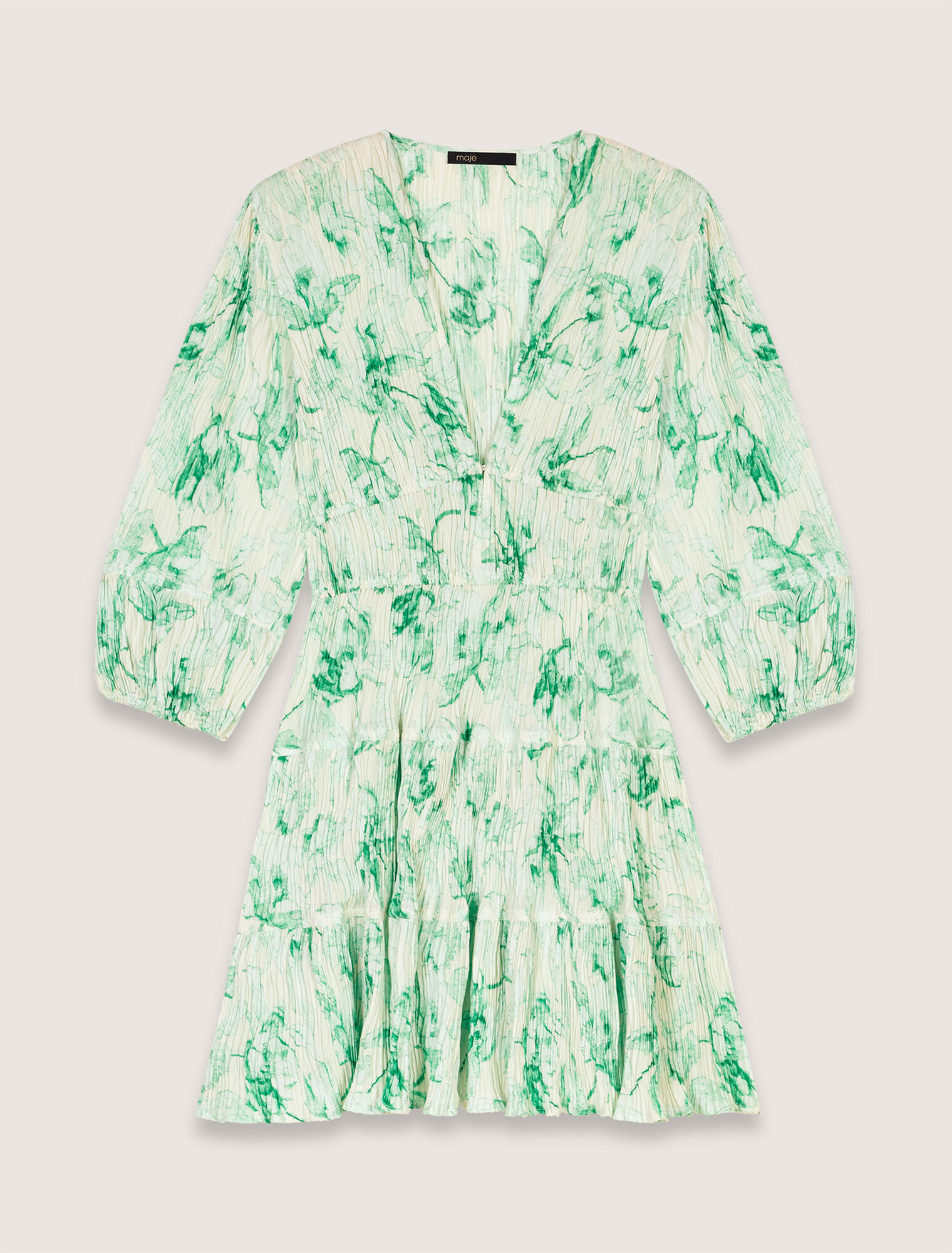Kurzes plissiertes Kleid mit Print
