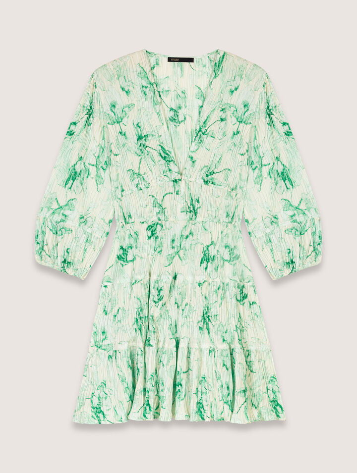 Kurzes plissiertes Kleid mit Print