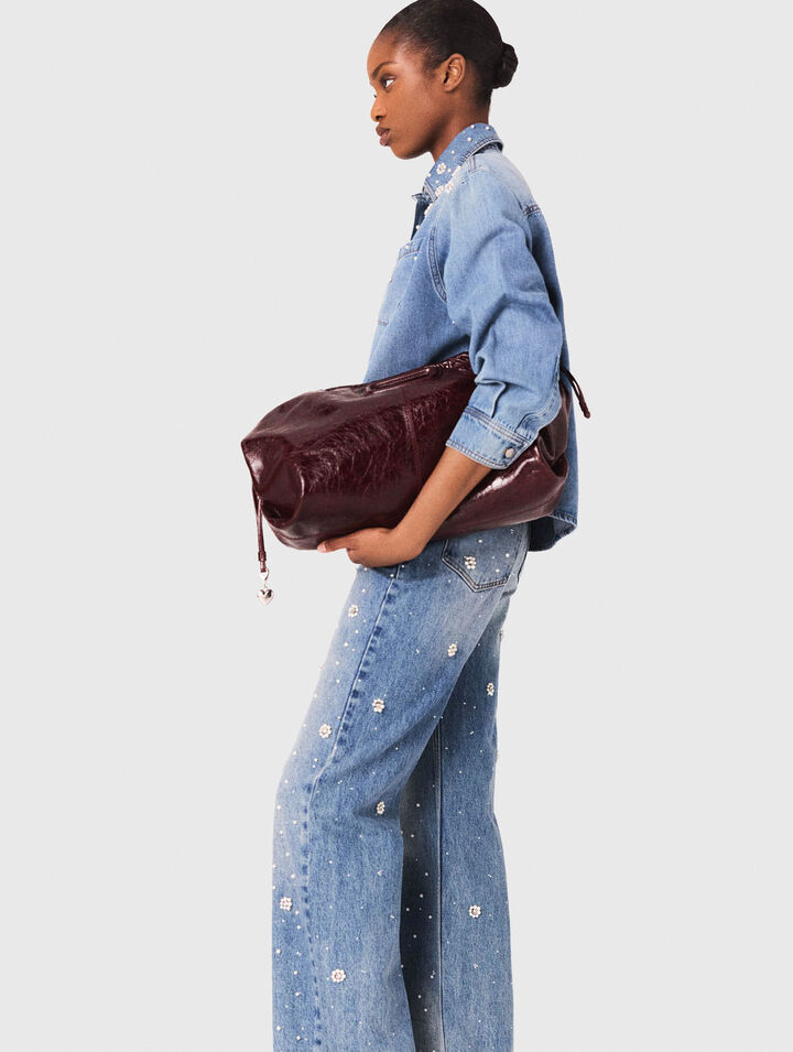 Jeanshemd mit Perlenstickerei