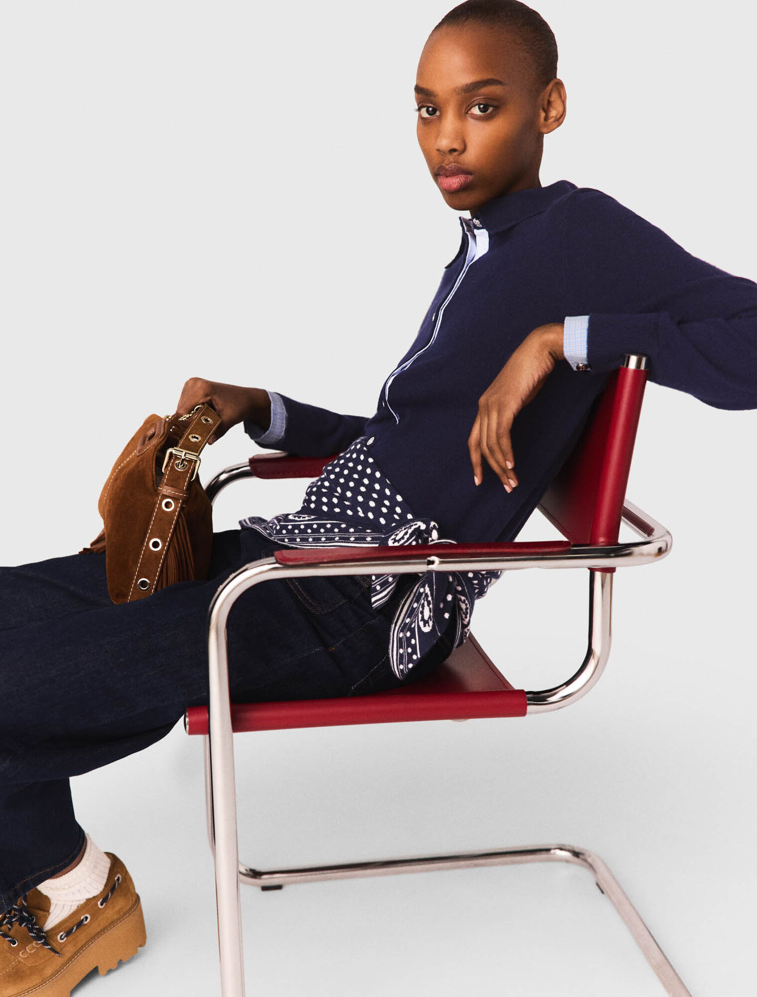 Polo-Cardigan mit Abnehm-Teilen