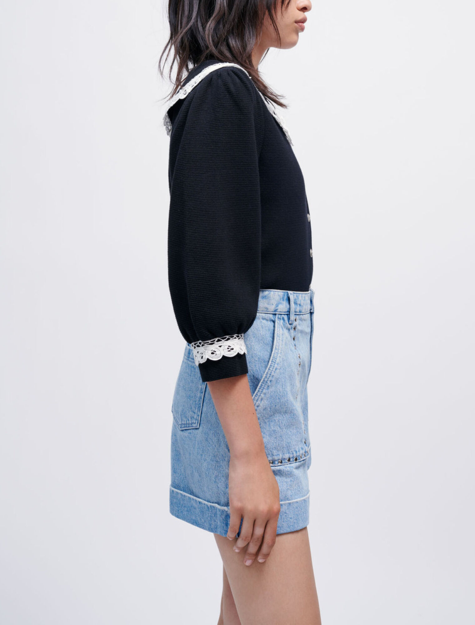 Shorts aus Jeansstoff mit Studs