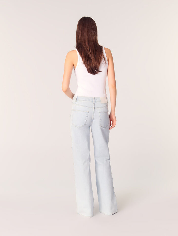 Weite Jeans mit Cut-outs und Strass