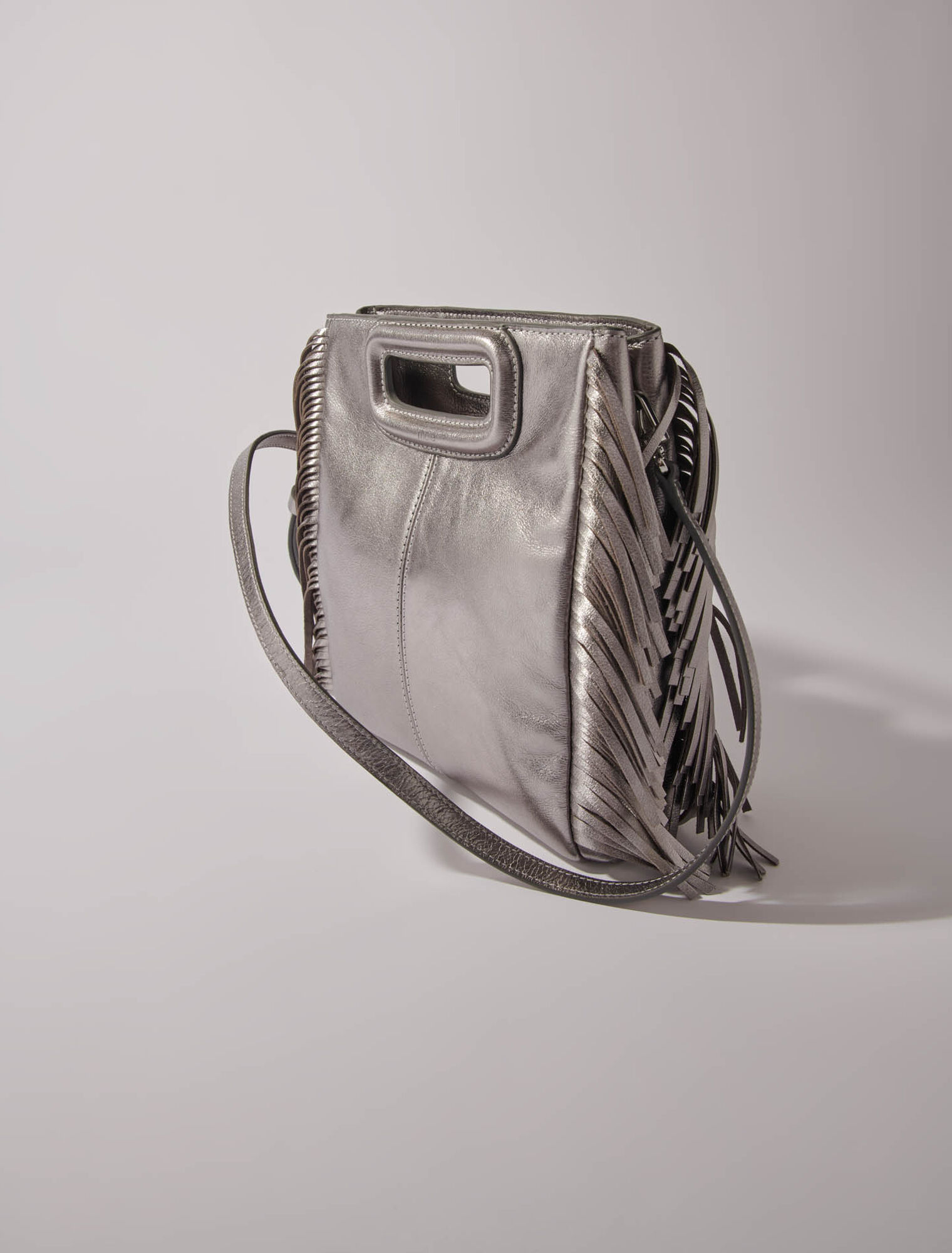 Ledertasche M in Gunmetal