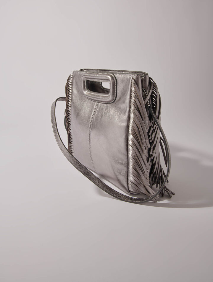 Ledertasche M in Gunmetal