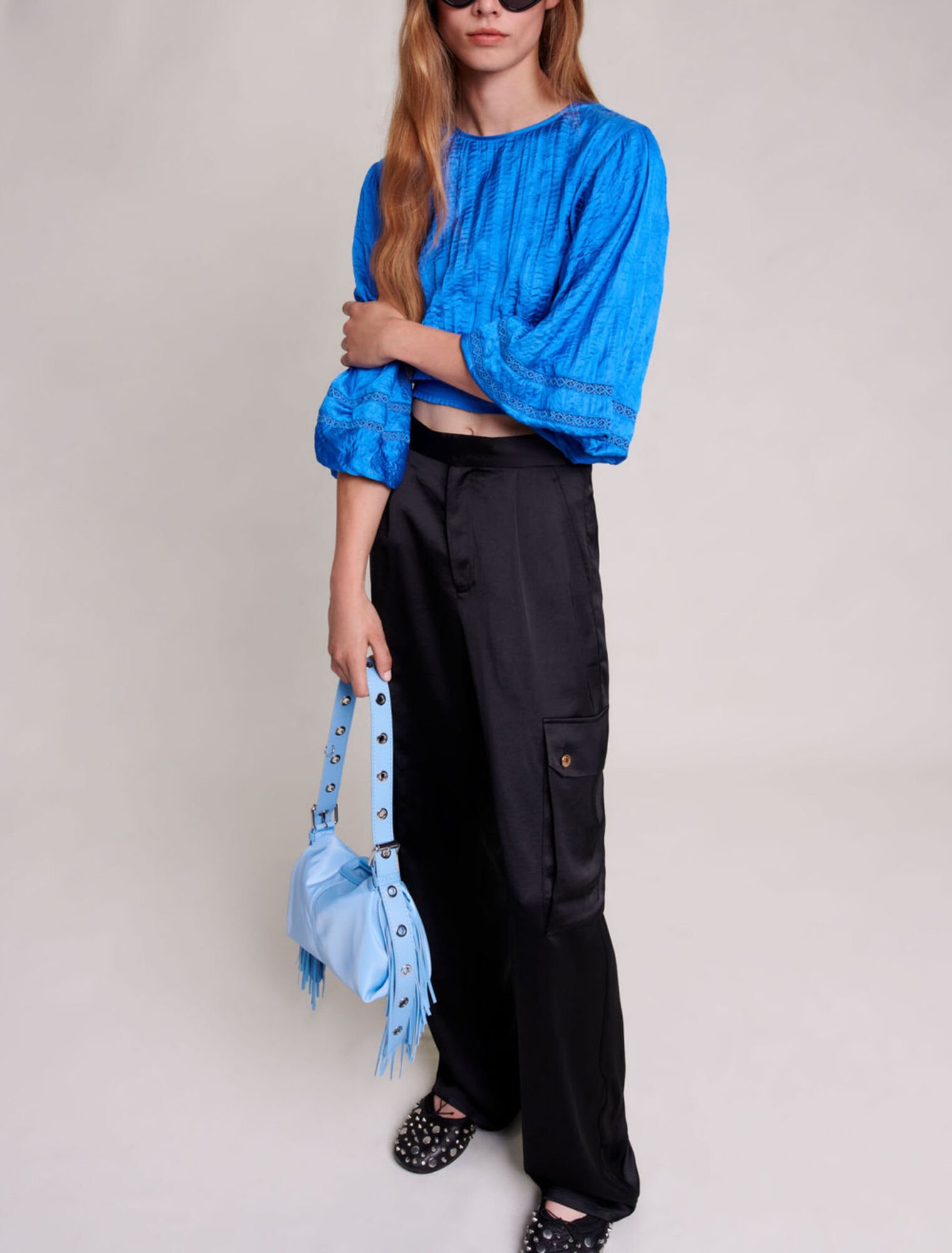 Satinartige Cargohose