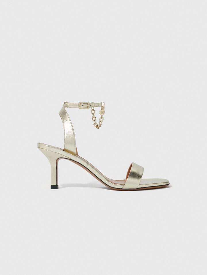 Sandalen aus Metallic-Leder in Gold