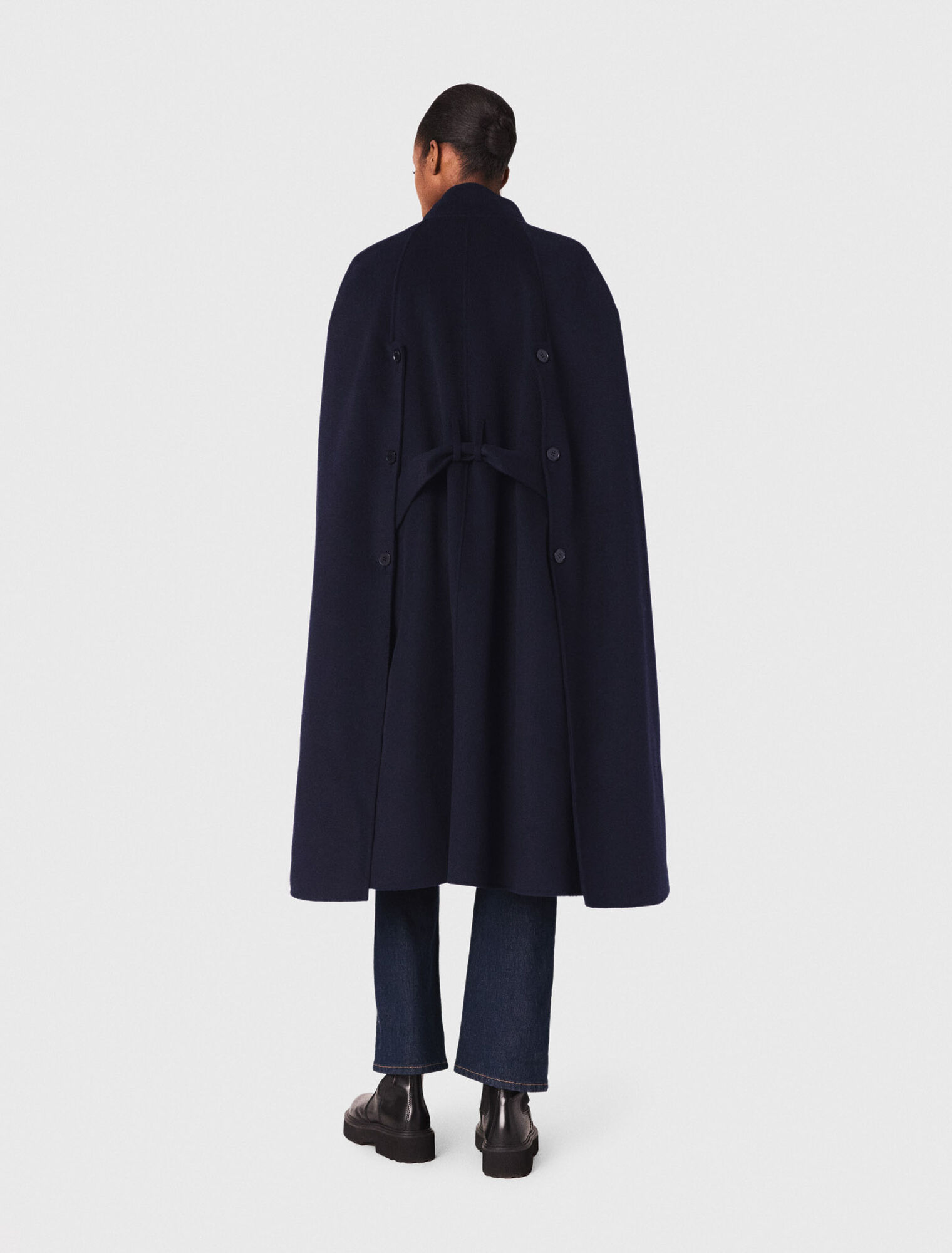 Langer Doubleface-Mantel mit Cape