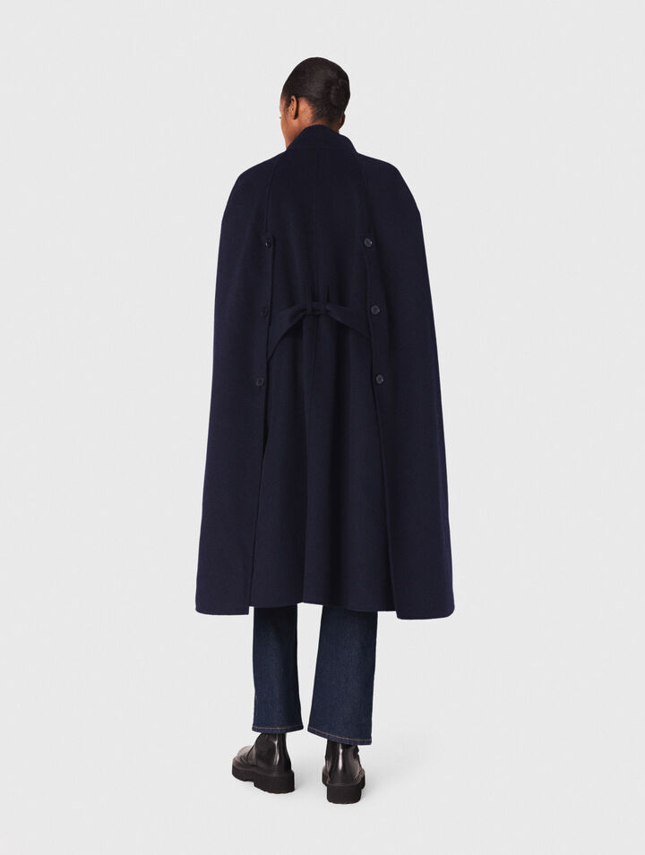 Langer Doubleface-Mantel mit Cape