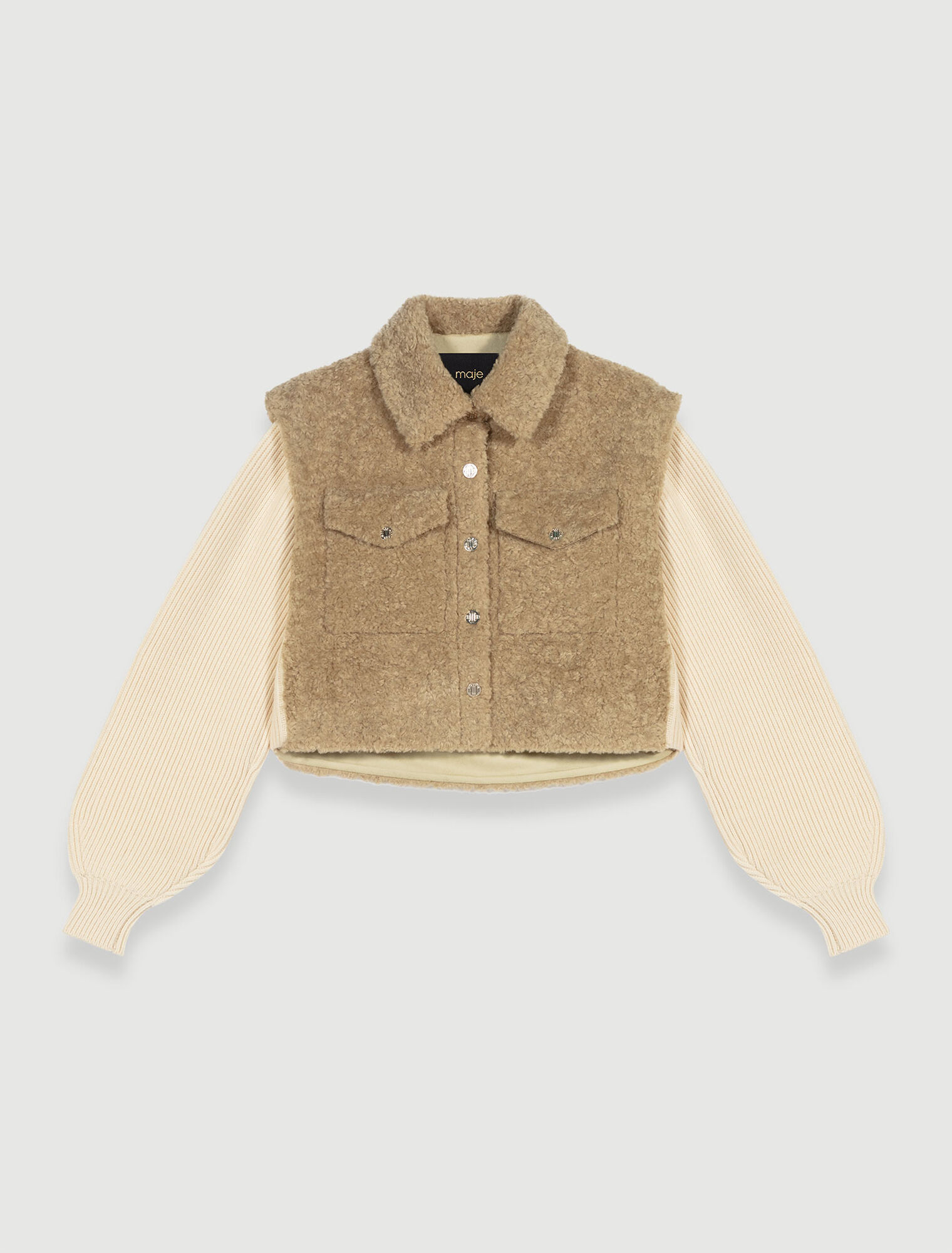 Blouson aus Webpelz und Strickmaterial