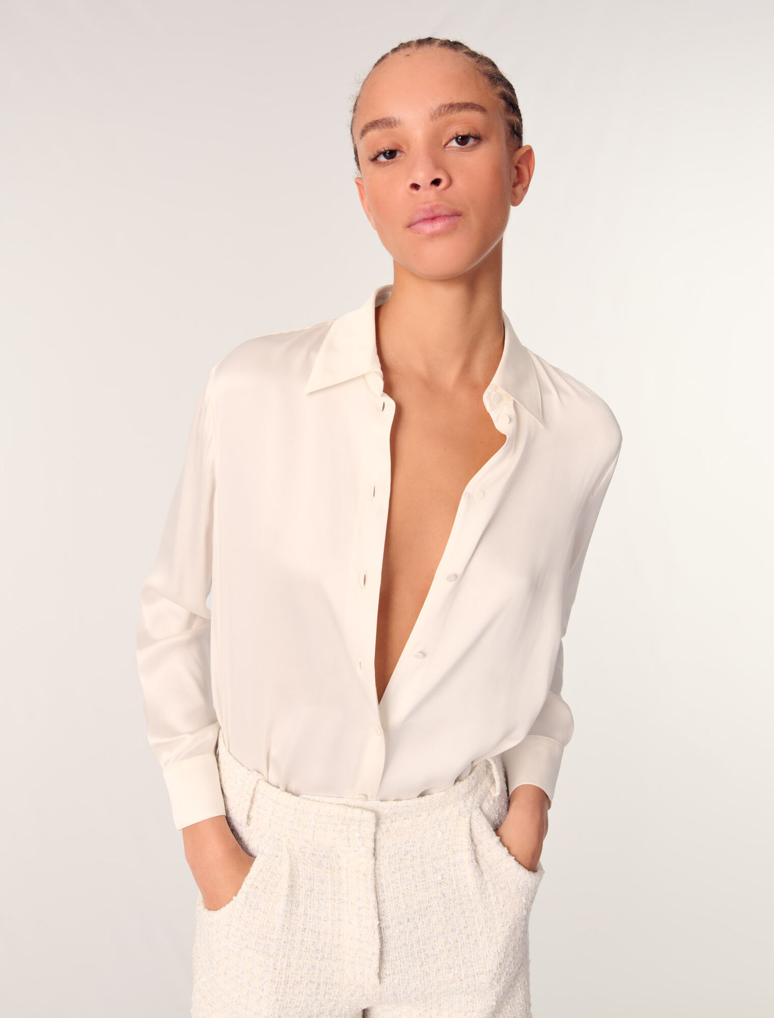 Weiße Hemdbluse aus Seide