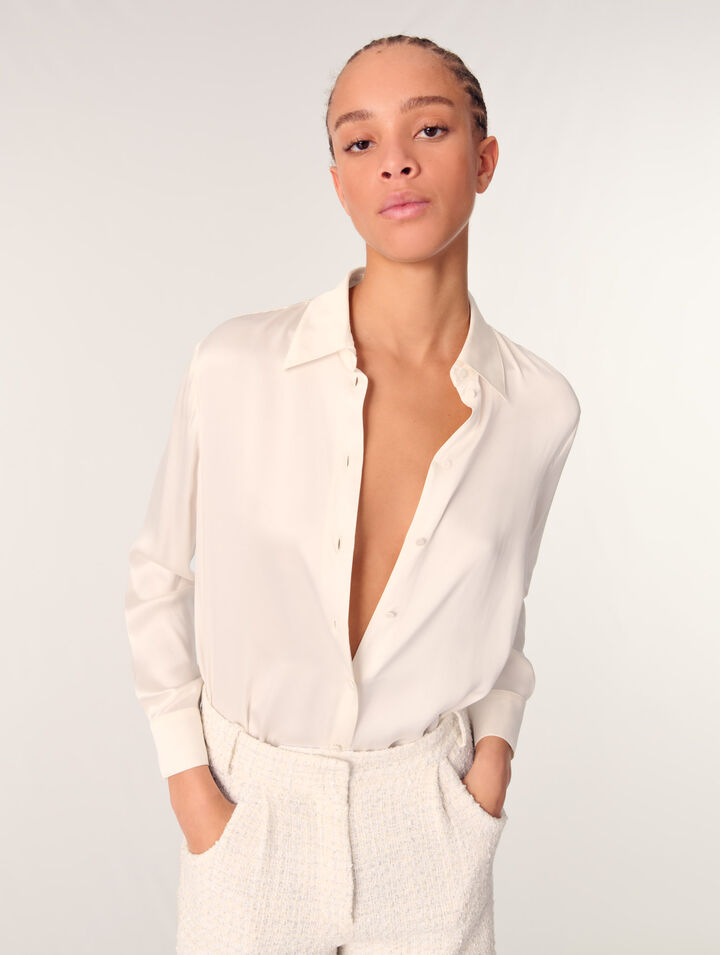 Weiße Hemdbluse aus Seide