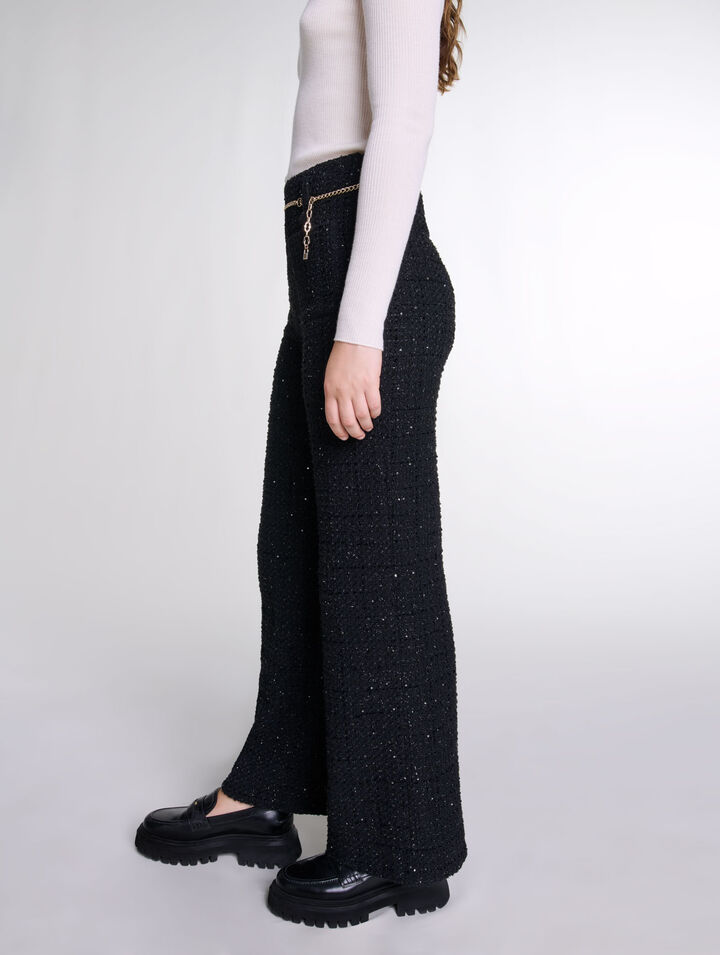 Tweedhose mit Pailletten