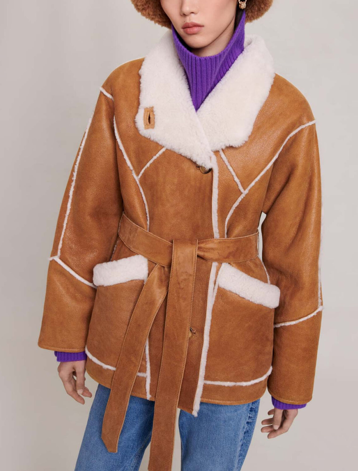 Kurzer Shearlingmantel