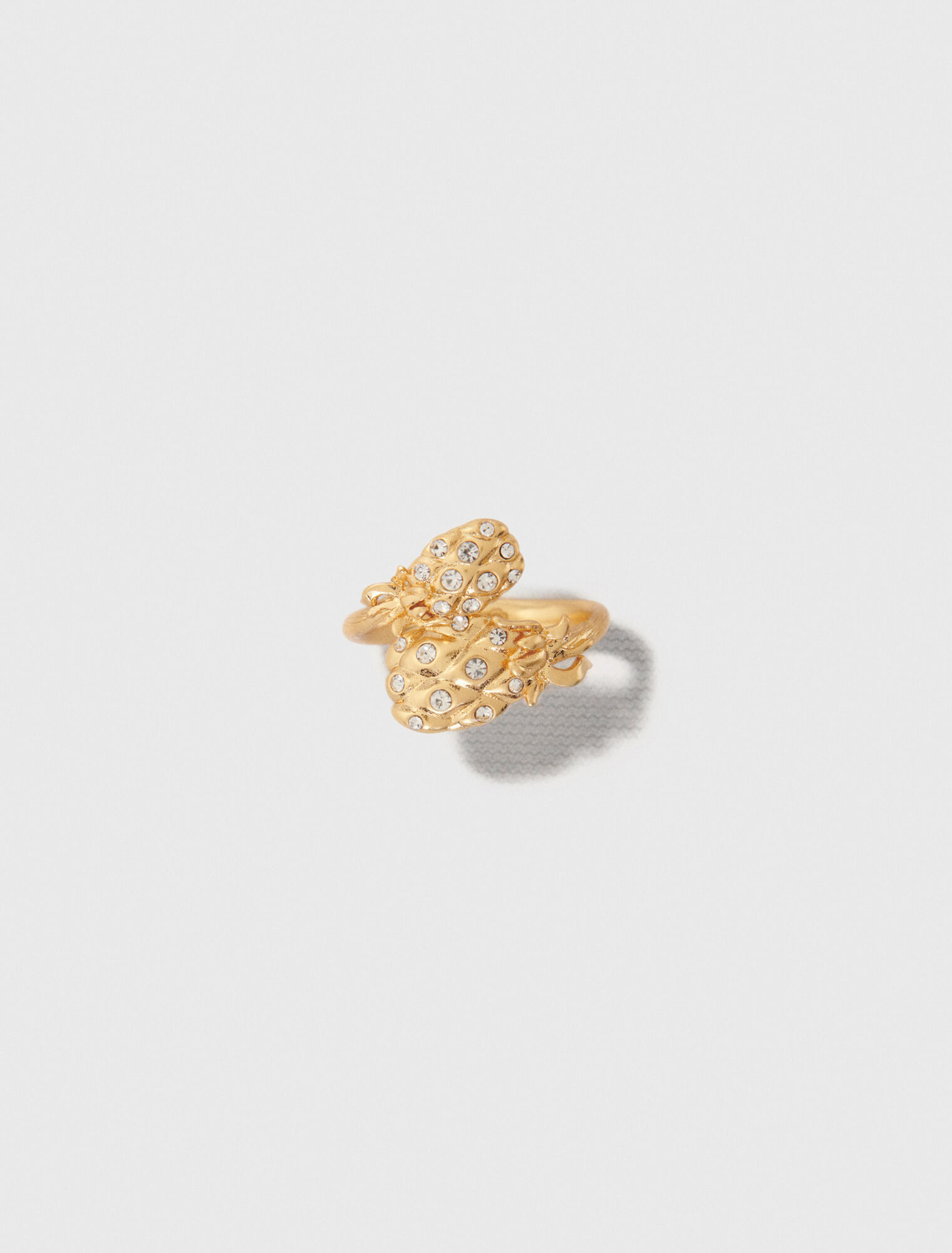 Doppelter Ring Ananas mit Strass