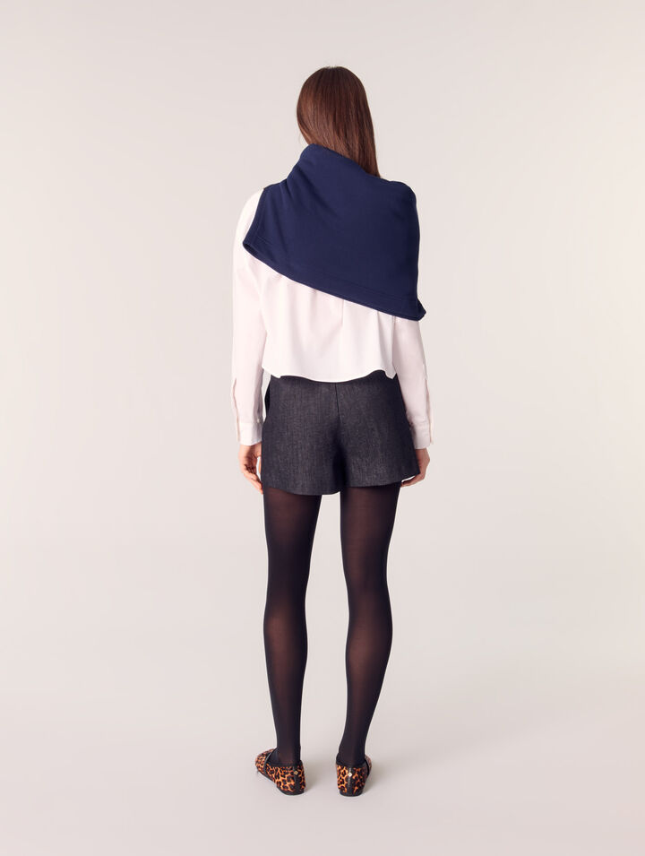 Shorts aus plissiertem Denim