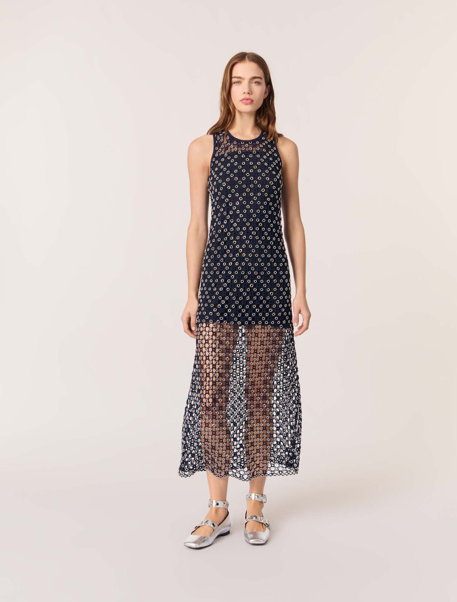 Langes Kleid aus Guipure-Spitze