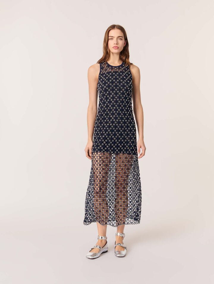 Langes Kleid aus Guipure-Spitze