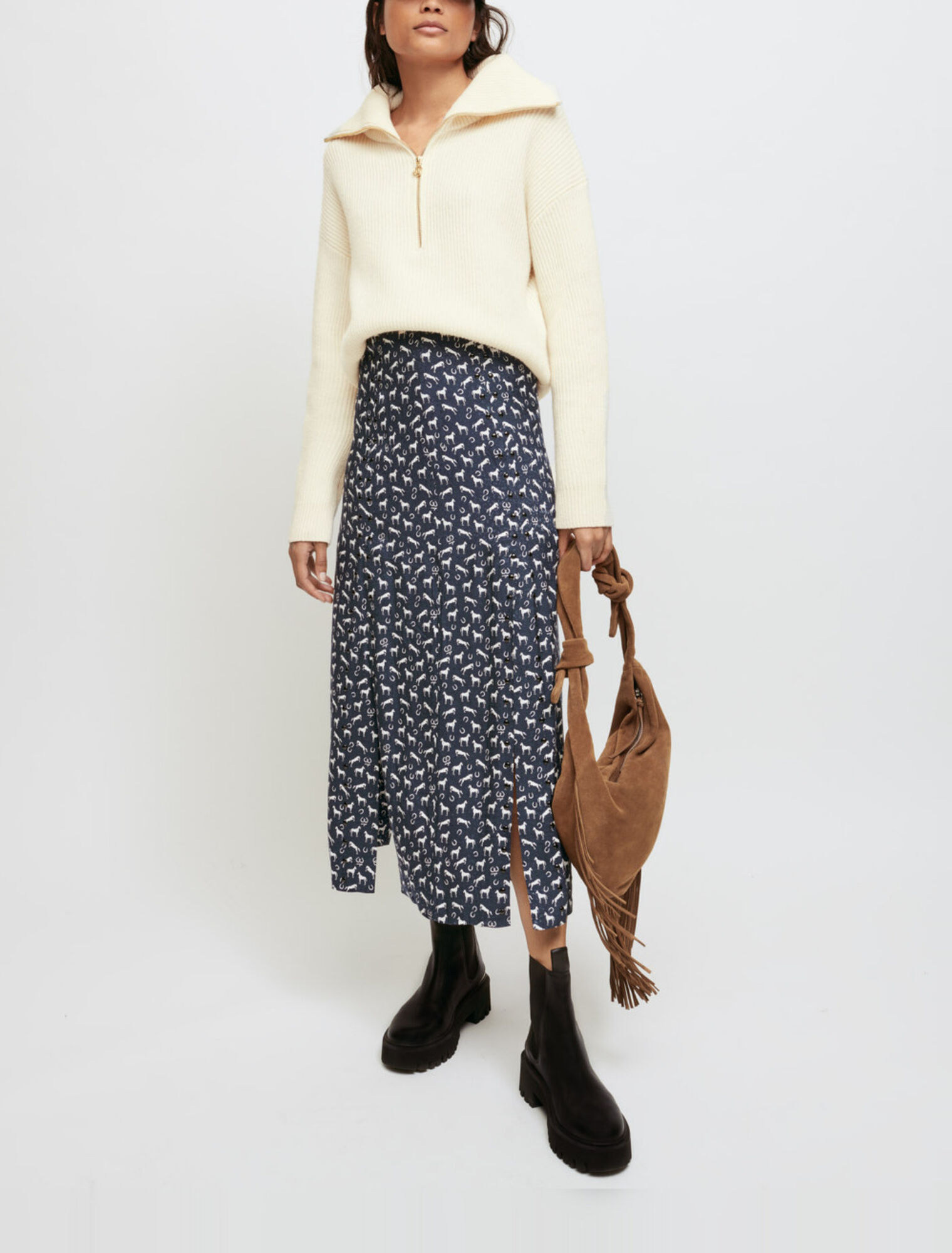 Rock aus Jacquard mit Pferdedruck