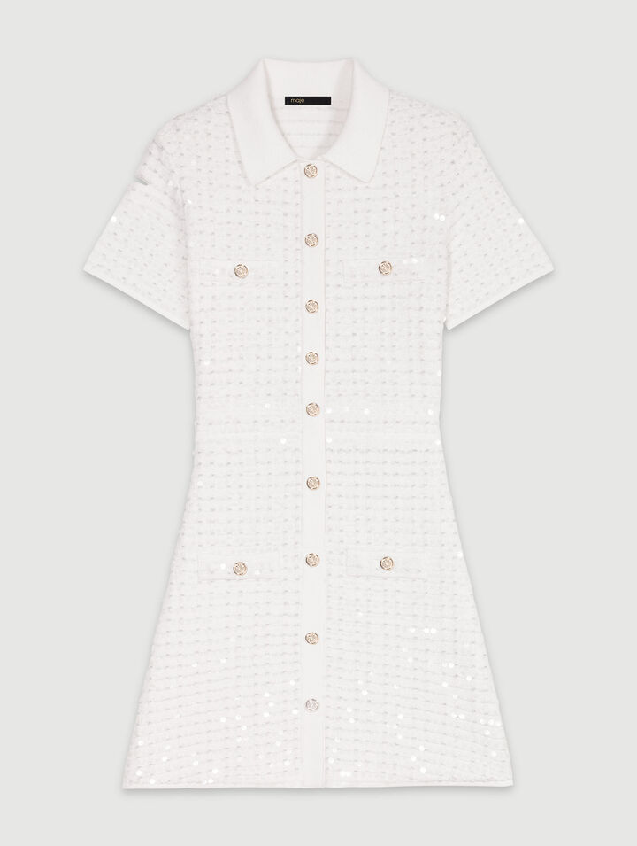 Kurzes Strickkleid mit Pailletten