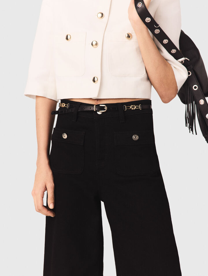 Schmaler Lederg&uuml;rtel, Kroko-Optik