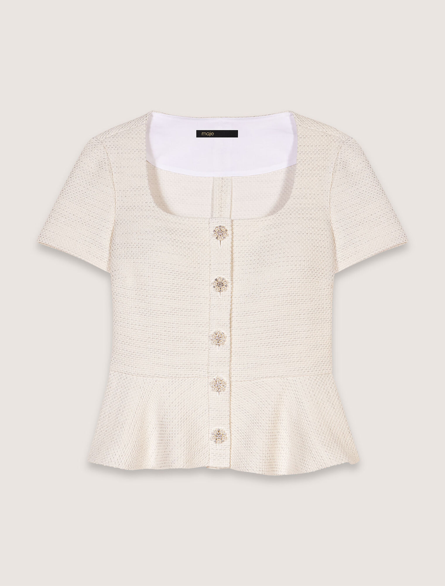 Peplum-Top aus Tweed und Lurex