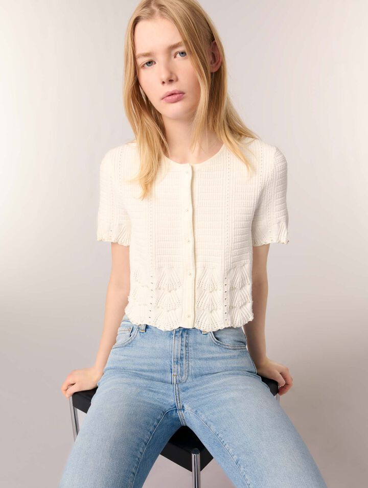 Cardigan aus Pointelle-Strick