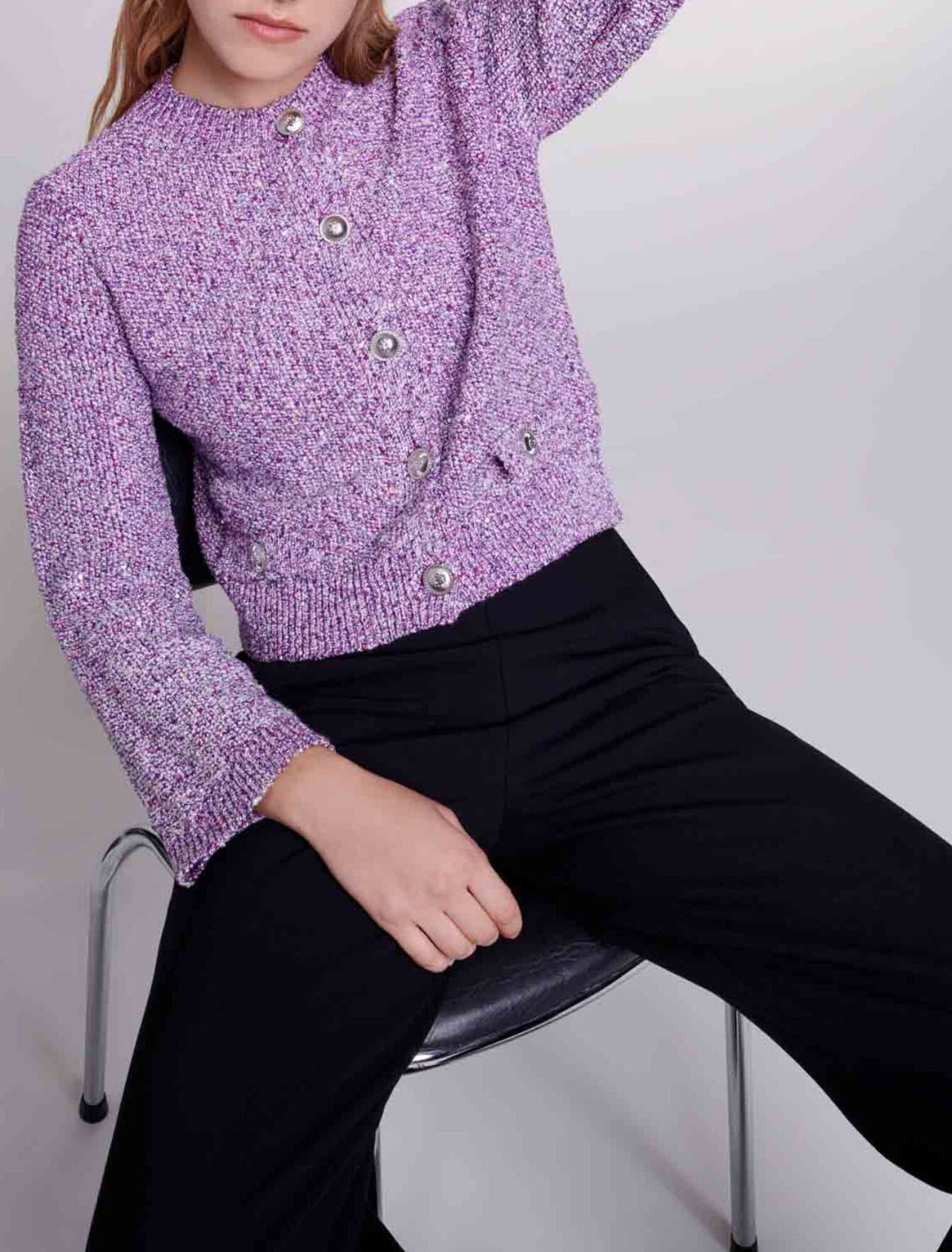 Strick-Cardigan mit Pailletten