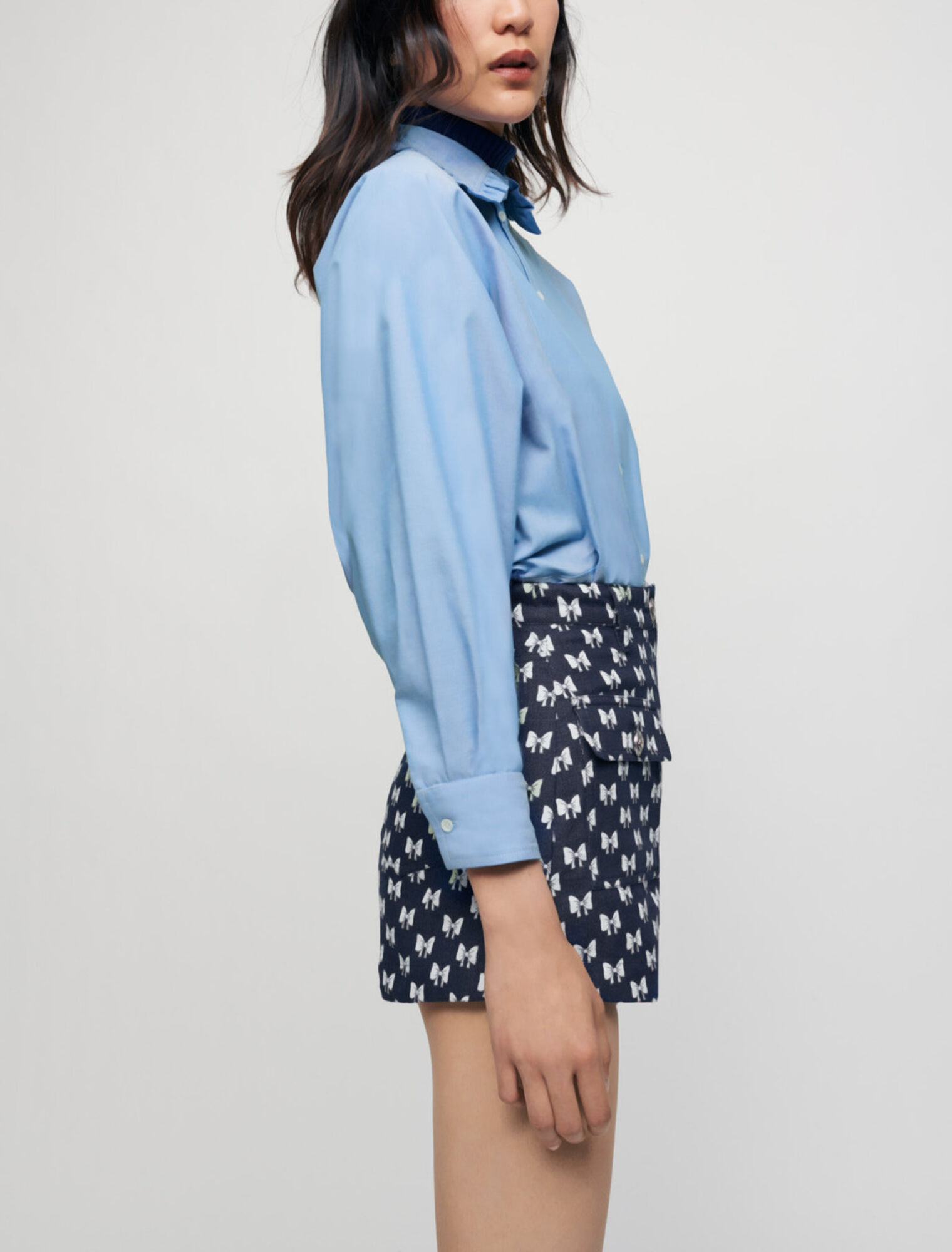 Shorts im Jacquard-Look mit Schleifen