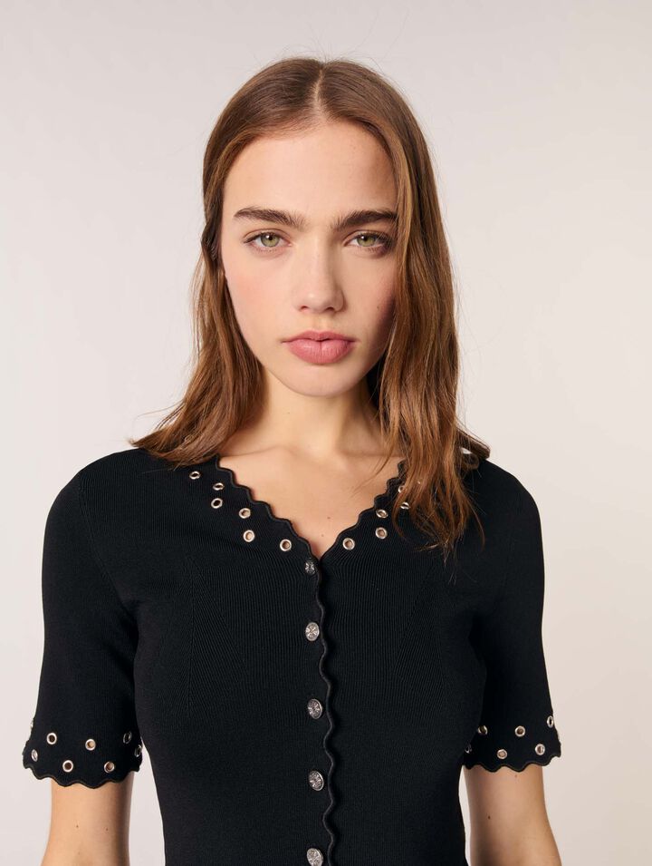Kurzer Cardigan mit Ösen