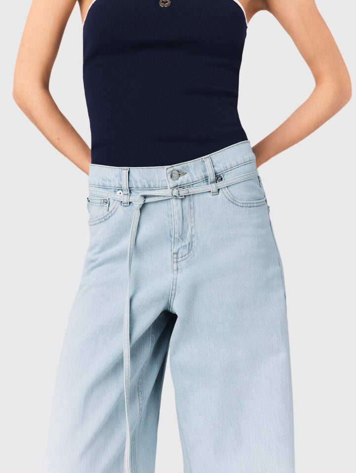 Weite Jeans mit Strass